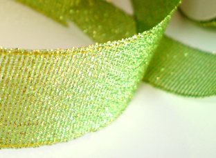 Svetlo-zelená  brokátová stuha 25mm