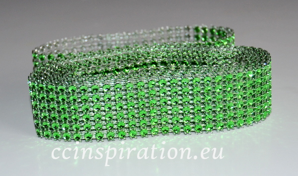 Diamantový ( Štrásový ) pás 3cm/5y - zelený