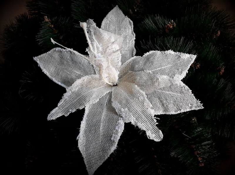 Vianočný kvet - prírodný biely 25cm