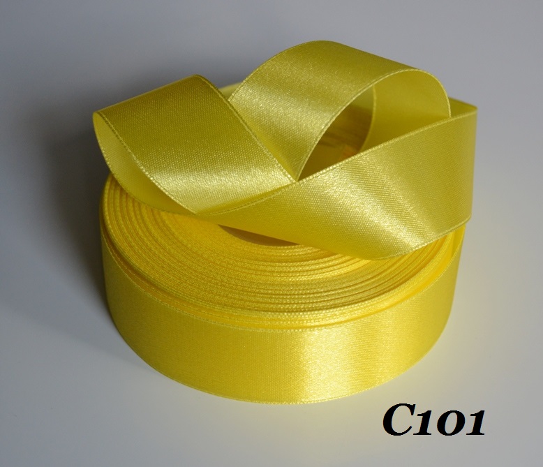 Saténová stuha 25mm/27m č. C101 - citrónová žltá