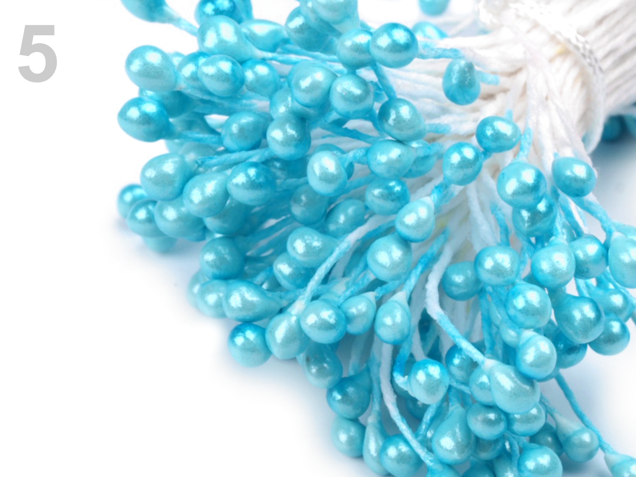 Piestiky / tyčinky do kvetov 6 cm - modrá tyrkisová ( 80ks)