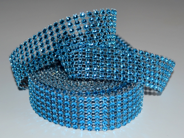 Diamantový ( Štrásový ) pás 3cm/5y - modrý