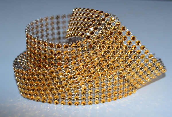 Diamantový ( Štrásový ) pás 3cm/5y - zlatý