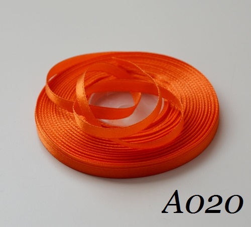 Saténová stuha 6mm/27m č. A020 - oranžová