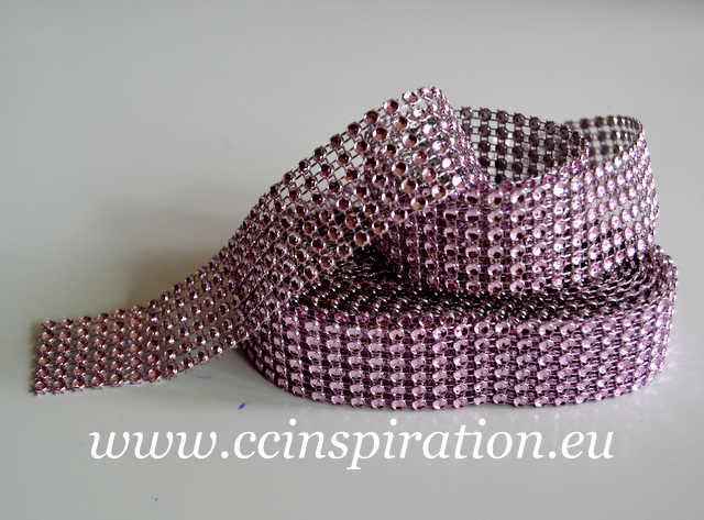 Diamantový ( Štrásový ) pás 3cm/5y - ružový