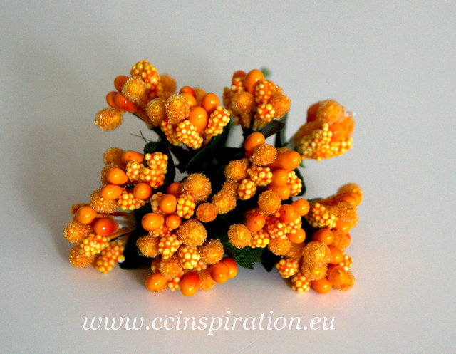 Tyčinky do kvetov /zväzok s lístkami 8 cm -  oranžové