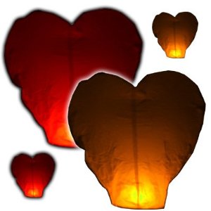 Lietajúci lampión  srdce - sada 10 ks